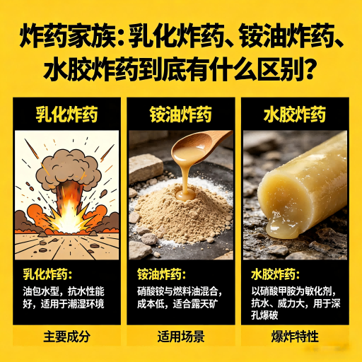 漠河炸药家族：乳化炸药、铵油炸药、水胶炸药到底有什么区别？